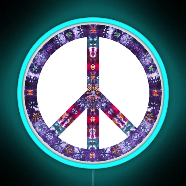 Peace Sign Tie Dye RGB Neon Sign