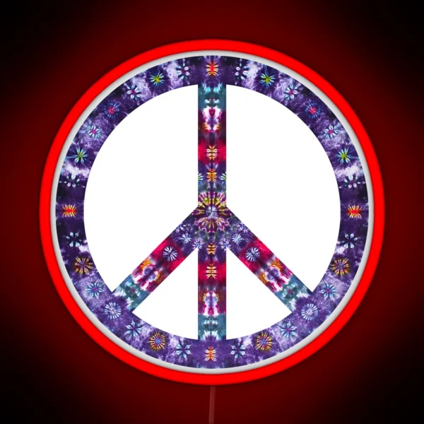 Peace Sign Tie Dye RGB Neon Sign