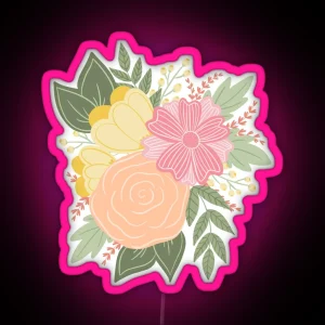 Peach Floral 2 RGB Neon Sign