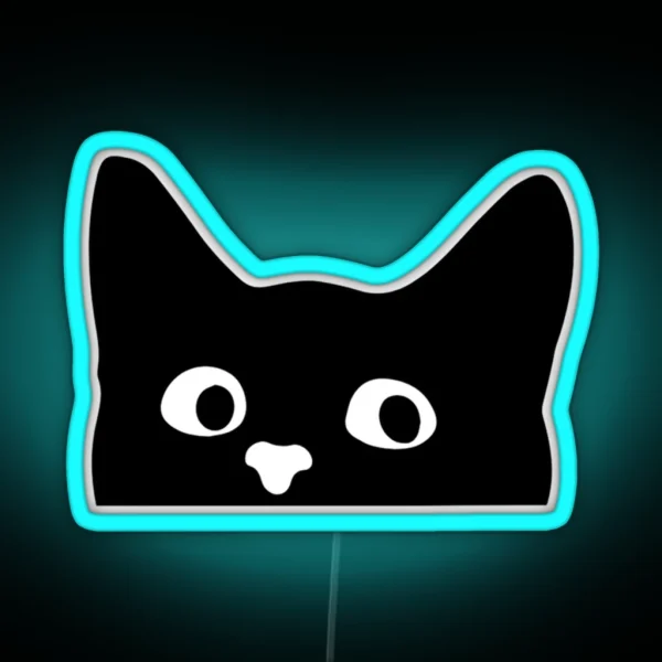 Peaking Kitty Cat Black And White RGB Neon Sign