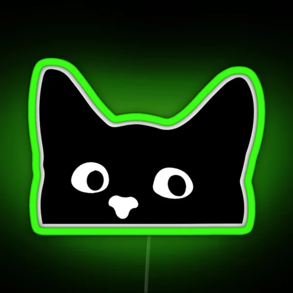 Peaking Kitty Cat Black And White RGB Neon Sign