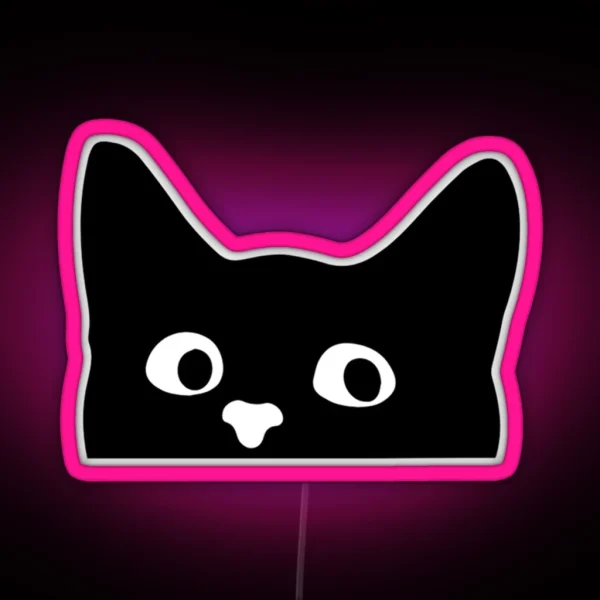 Peaking Kitty Cat Black And White RGB Neon Sign