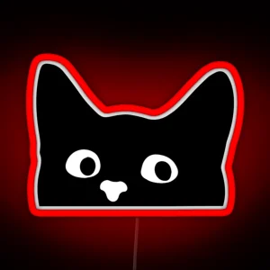 Peaking Kitty Cat Black And White RGB Neon Sign