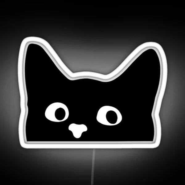 Peaking Kitty Cat Black And White RGB Neon Sign