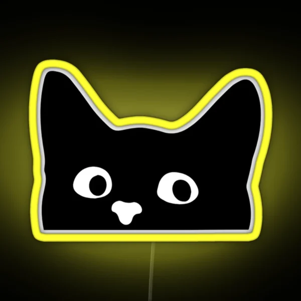 Peaking Kitty Cat Black And White RGB Neon Sign