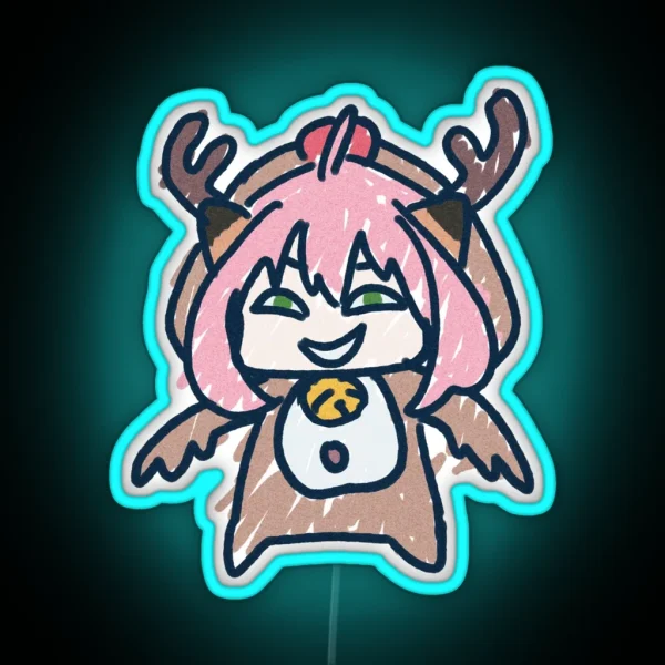 Peanuts Hunter In Reindeer In Kids Drawing Chibi Led RGB Neon Sign