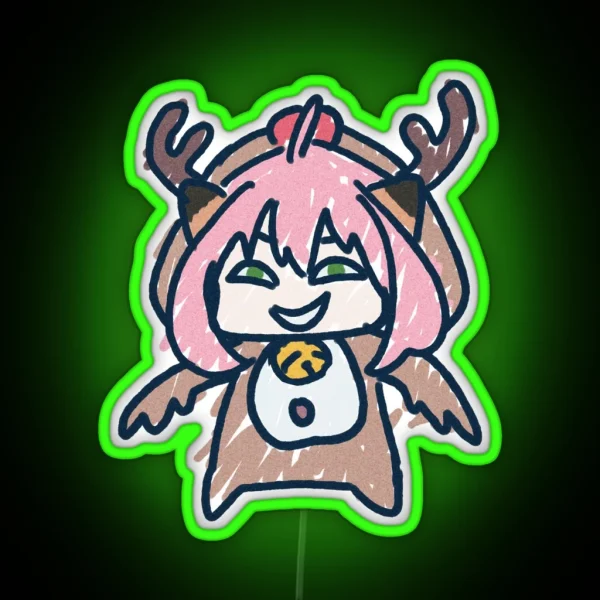 Peanuts Hunter In Reindeer In Kids Drawing Chibi Led RGB Neon Sign