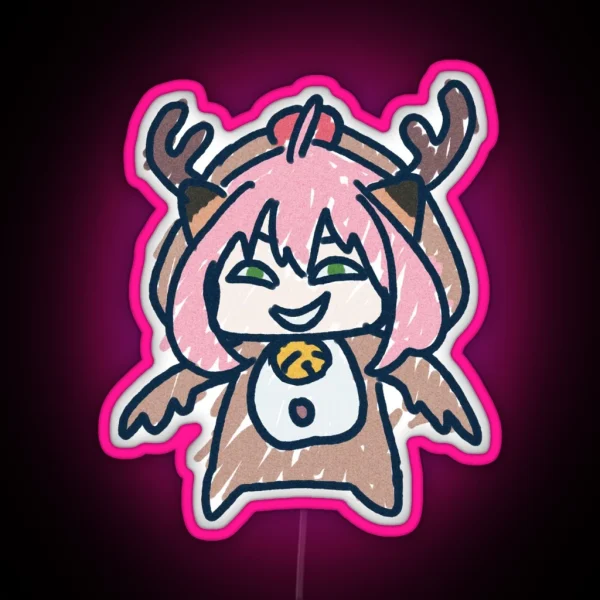 Peanuts Hunter In Reindeer In Kids Drawing Chibi Led RGB Neon Sign