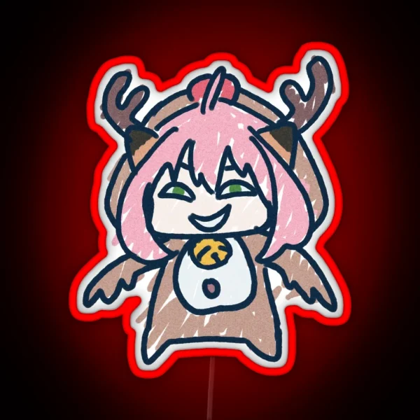 Peanuts Hunter In Reindeer In Kids Drawing Chibi Led RGB Neon Sign