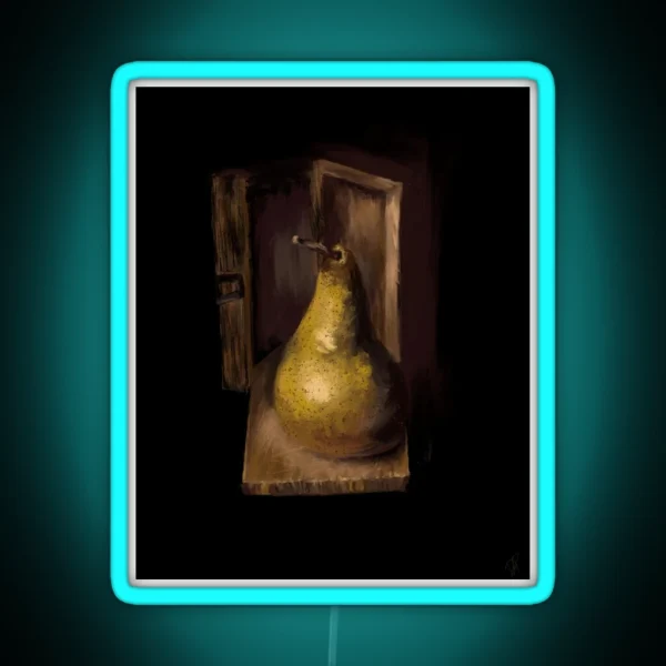 Pear Wood Box Painting Renaissance Style RGB Neon Sign