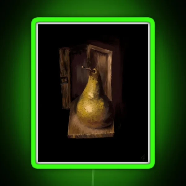 Pear Wood Box Painting Renaissance Style RGB Neon Sign