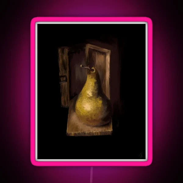 Pear Wood Box Painting Renaissance Style RGB Neon Sign