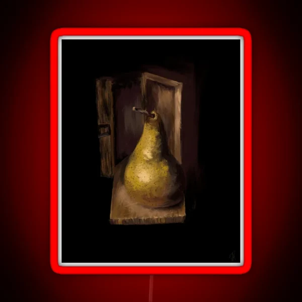 Pear Wood Box Painting Renaissance Style RGB Neon Sign