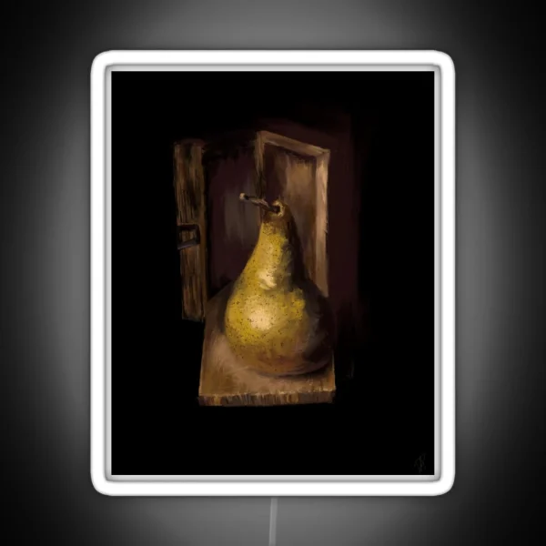 Pear Wood Box Painting Renaissance Style RGB Neon Sign