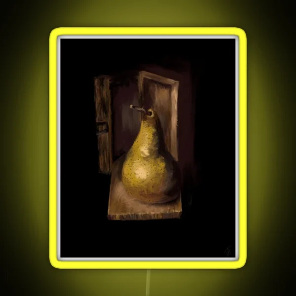 Pear Wood Box Painting Renaissance Style RGB Neon Sign