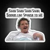 RGB Spanish-themed neon sign inspired by Pedro Pascal quotes character