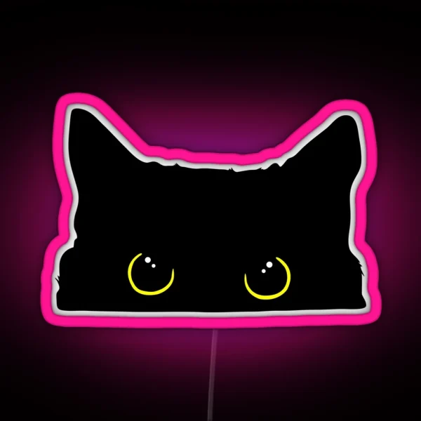 Peeking Black Kitty Cat Silhouette RGB Neon Sign