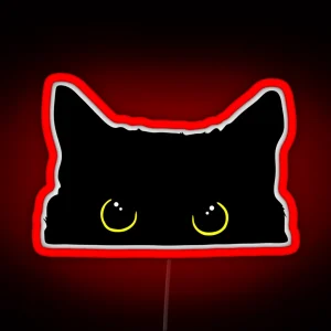 Peeking Black Kitty Cat Silhouette RGB Neon Sign