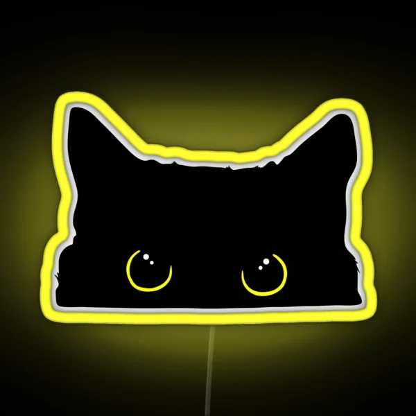 Peeking Black Kitty Cat Silhouette RGB Neon Sign