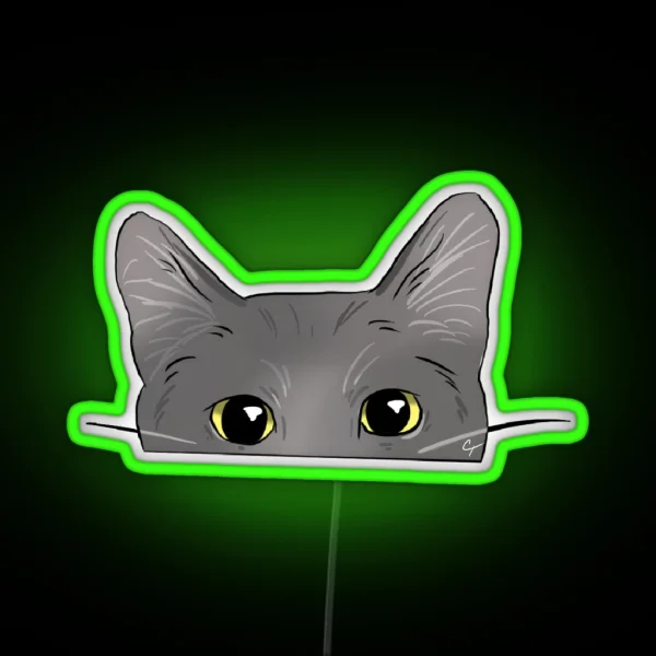Peeking Grey Cat RGB Neon Sign