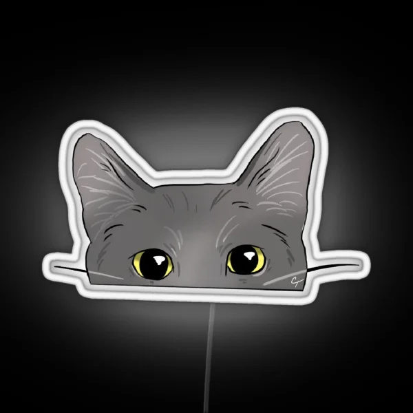 Peeking Grey Cat RGB Neon Sign