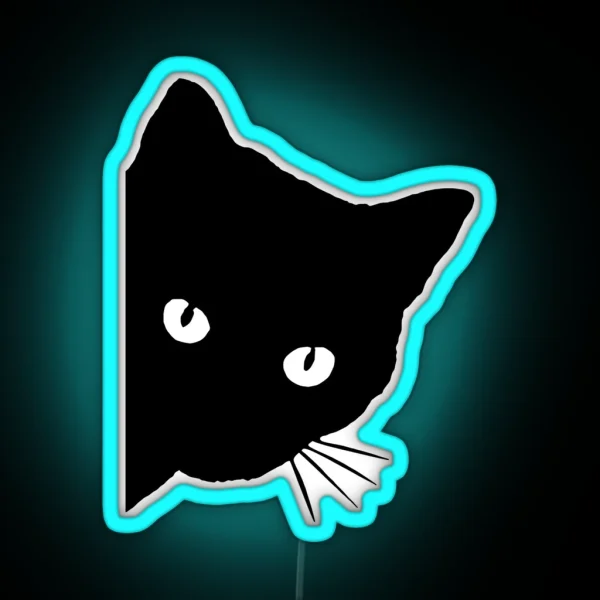 Peeping Black Cat RGB Neon Sign