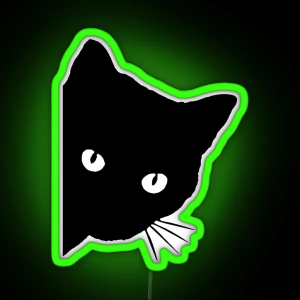Peeping Black Cat RGB Neon Sign