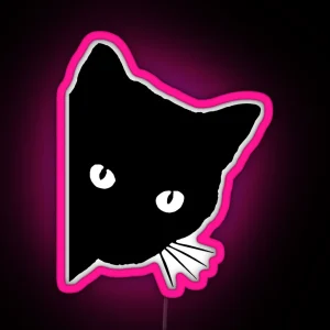 Peeping Black Cat RGB Neon Sign