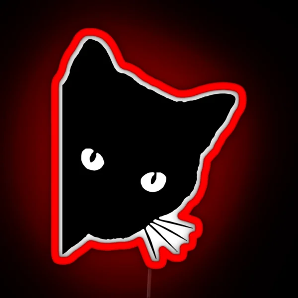 Peeping Black Cat RGB Neon Sign