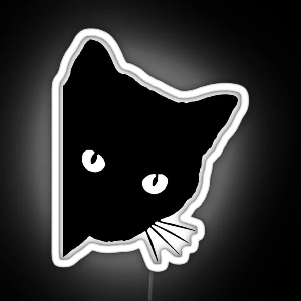 Peeping Black Cat RGB Neon Sign