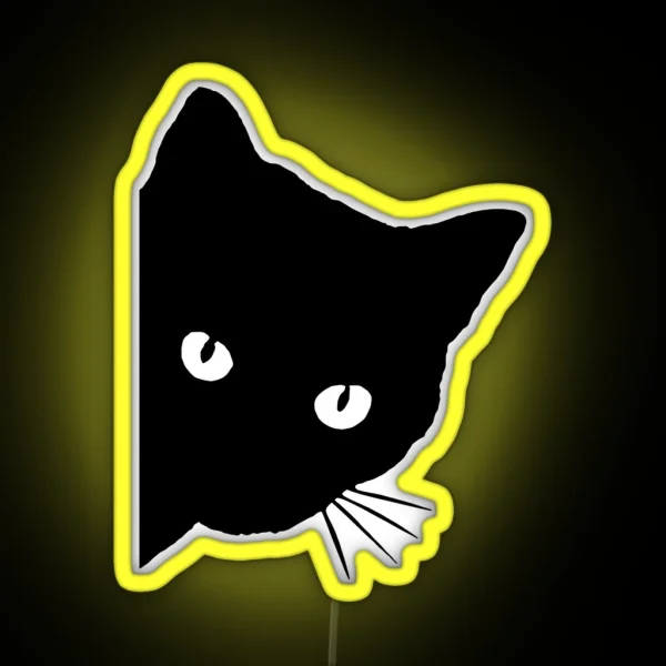 Peeping Black Cat RGB Neon Sign