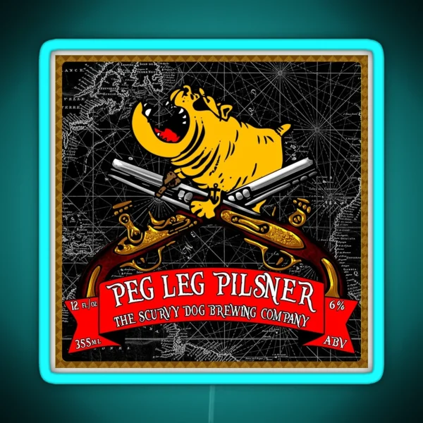 Peg Leg Pilsner Beer Label RGB Neon Sign