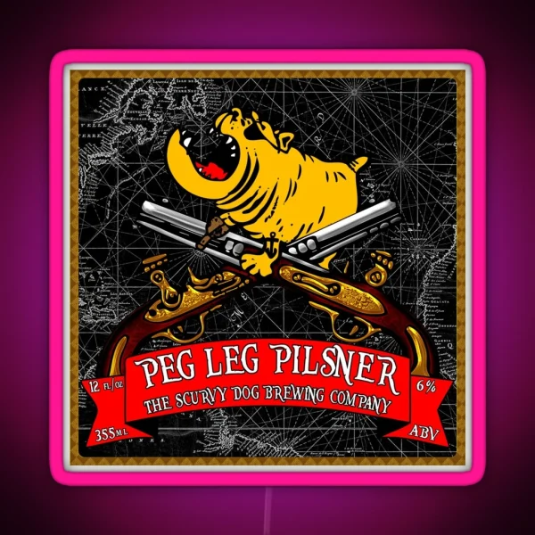 Peg Leg Pilsner Beer Label RGB Neon Sign