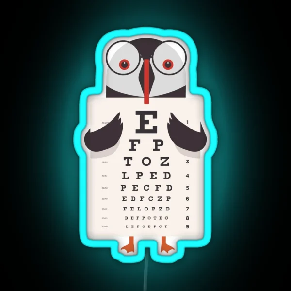 Penguin Eye Chart Eye Test RGB Neon Sign