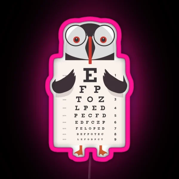 Penguin Eye Chart Eye Test RGB Neon Sign