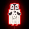 Neon Puffin eye chart exam sign in bold colorful RGB