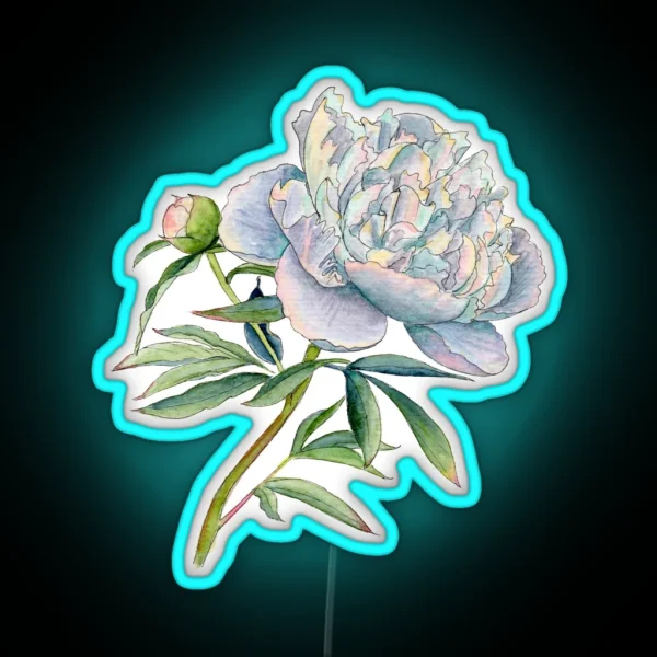 Peony In Watercolor And Ink RGB Neon Sign