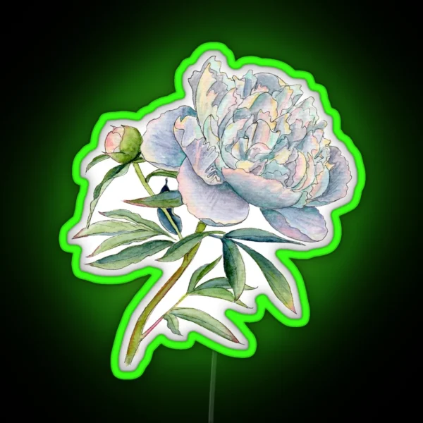 Peony In Watercolor And Ink RGB Neon Sign