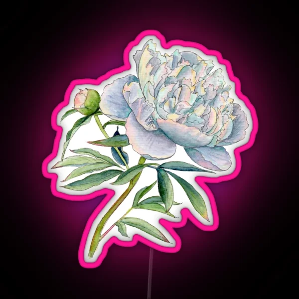 Peony In Watercolor And Ink RGB Neon Sign
