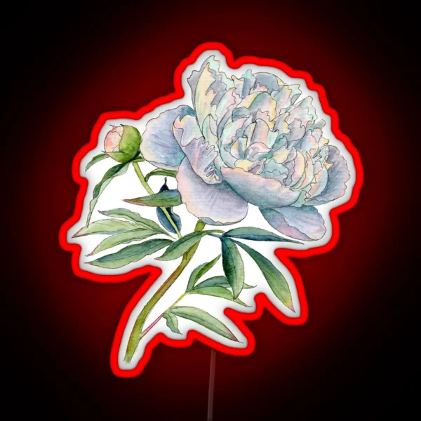 Peony In Watercolor And Ink RGB Neon Sign