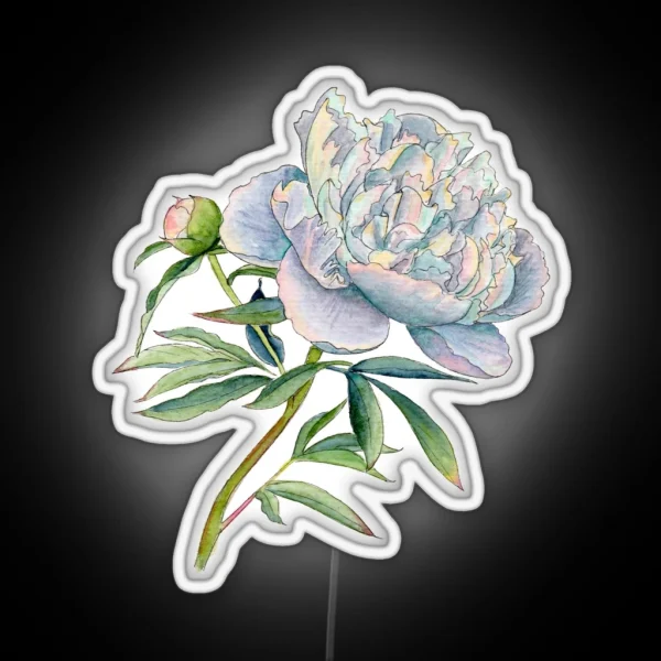 Peony In Watercolor And Ink RGB Neon Sign
