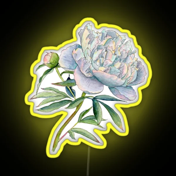Peony In Watercolor And Ink RGB Neon Sign