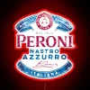 Authentic Italian Peroni Nastro Azzurro brewery branding neon light sign.