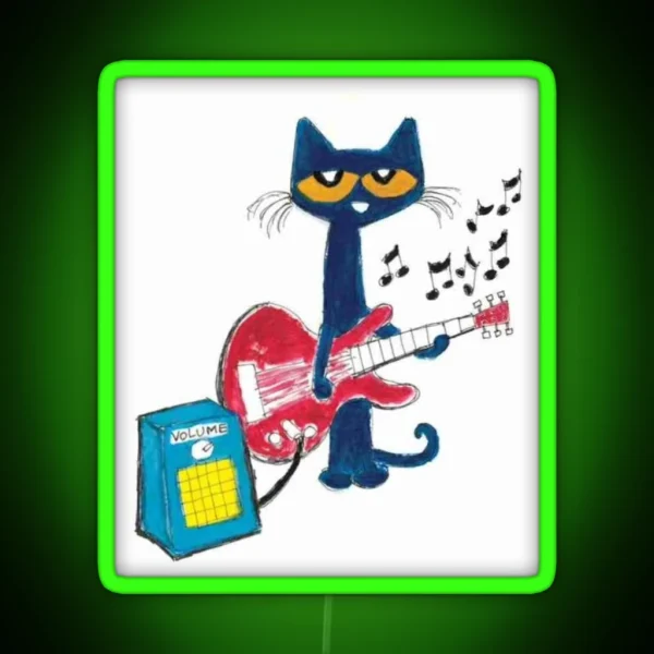 Pete The Funky Cat Drawing RGB Neon Sign