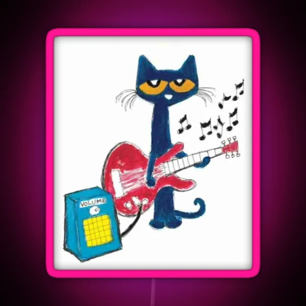 Pete The Funky Cat Drawing RGB Neon Sign