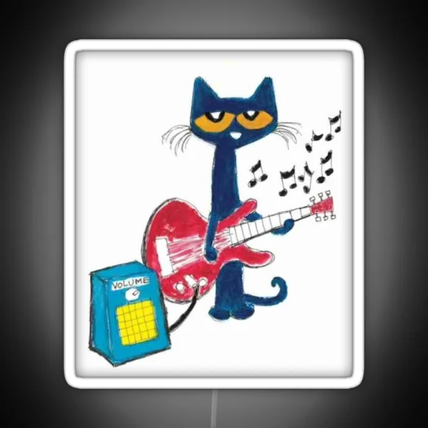 Pete The Funky Cat Drawing RGB Neon Sign