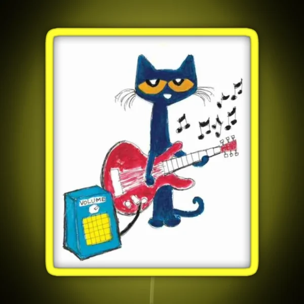 Pete The Funky Cat Drawing RGB Neon Sign