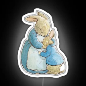 Peter Rabbit And His Mother RGB Neon Sign