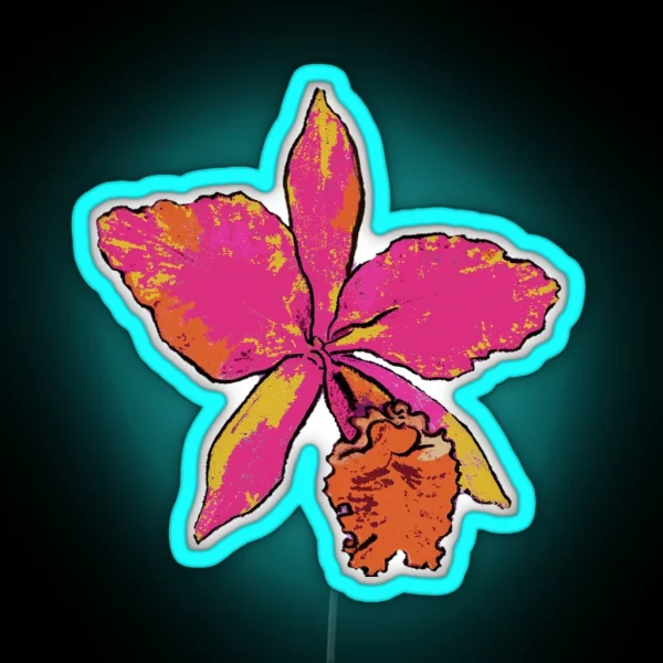 Phaleonopsis Orchid Art Deco Design RGB Neon Sign