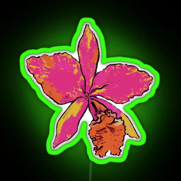 Phaleonopsis Orchid Art Deco Design RGB Neon Sign
